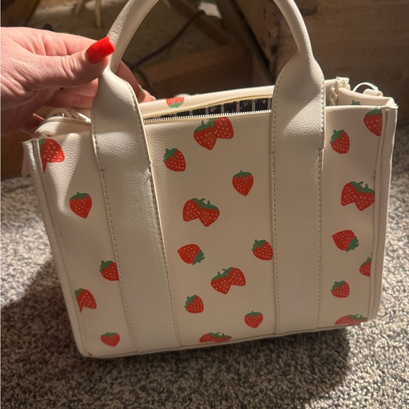 Betsy Johnson White Strawberry Print Women's Bag - Picture 6 of 6